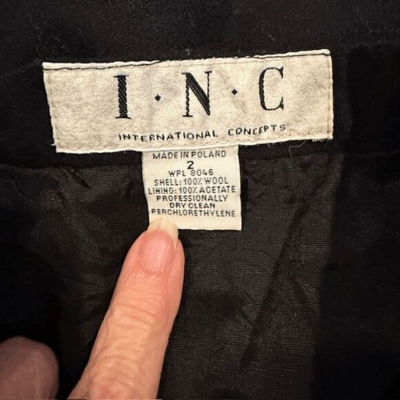 I.N.C. International Concepts Wool Mini Skirt Black Side Zip Lined Size 2 - Picture 4 of 8